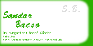 sandor bacso business card